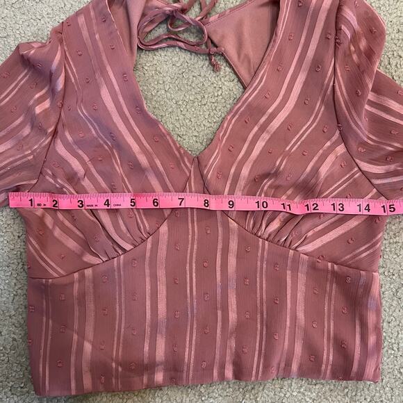 Kirious Los Angeles Cropped Blouse Swiss Dot Pink Mauve Size Small Whimsigoth - Picture 6 of 6